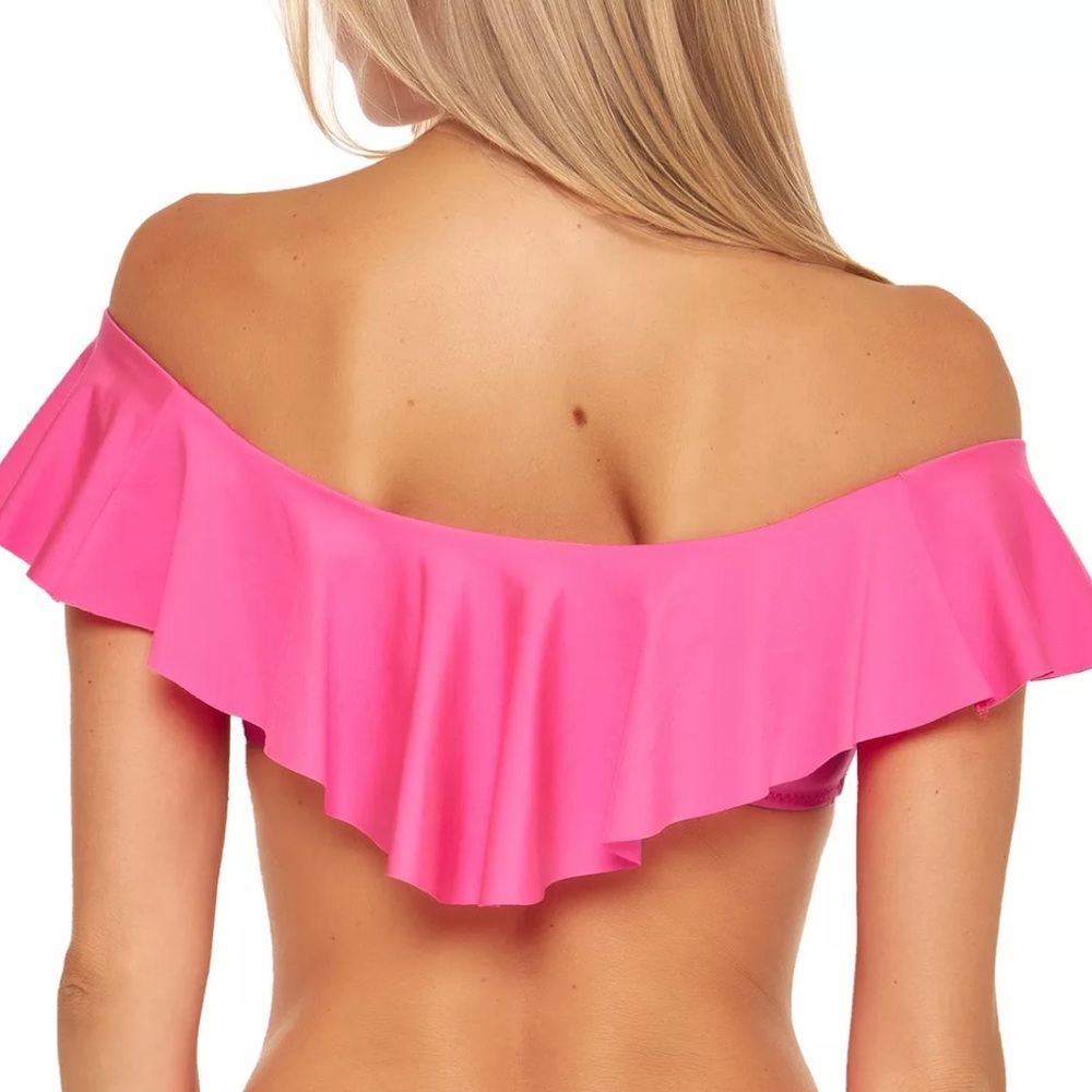 Preowned TRINA TURK bandeau hot pink swimsuit top sz 12